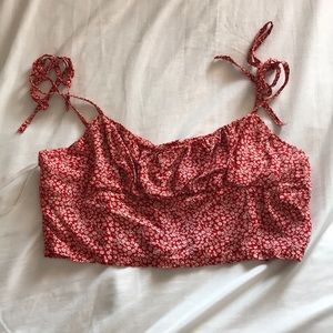 Shein Red Floral Crop Top